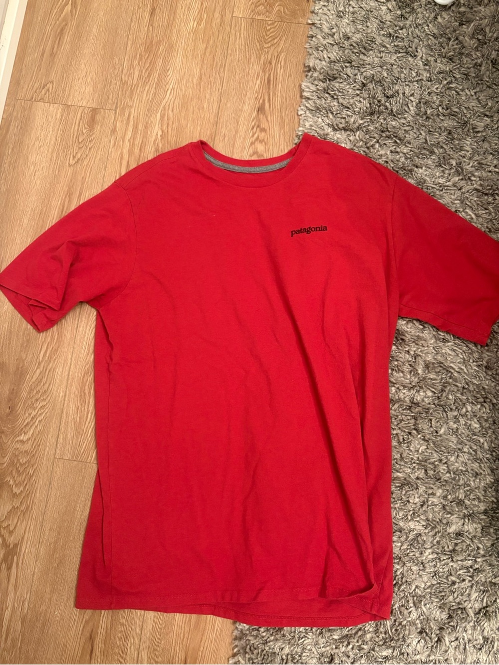 Patagonia Red Short Sleeve Crew Tee with Subtle Chest Logo